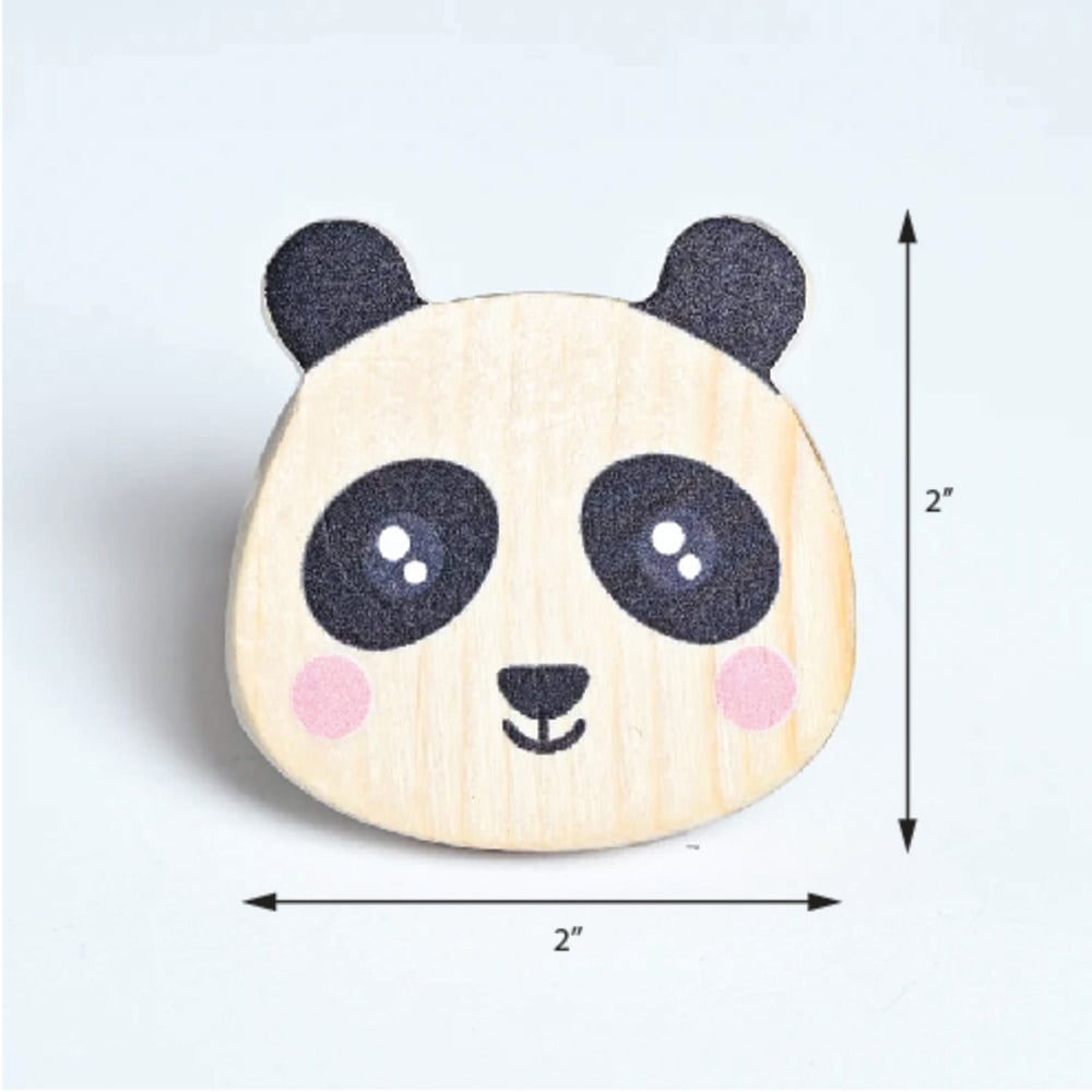 Handmade Pine Wood Panda Knob for Kids Furniture